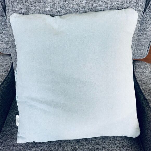 Devi Designs Boho Diamond Teal Blue Gray Fabric Throw Pillow - Picture 6 of 6